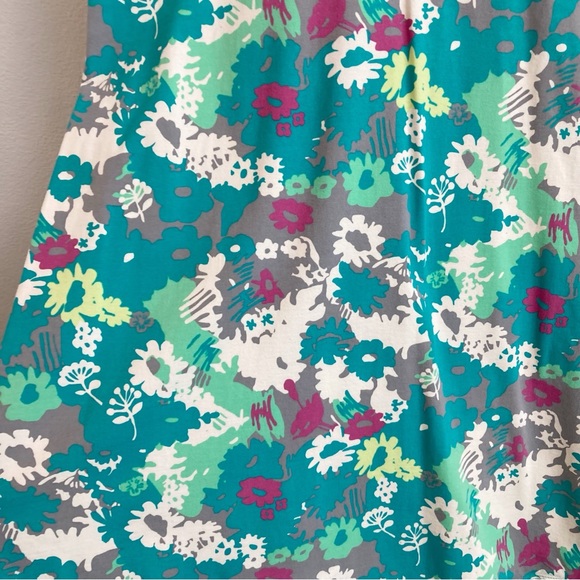 Patagonia Floral Sundress Teal Green Organic Cotton Stretch V Neck Active Large - Picture 6 of 6